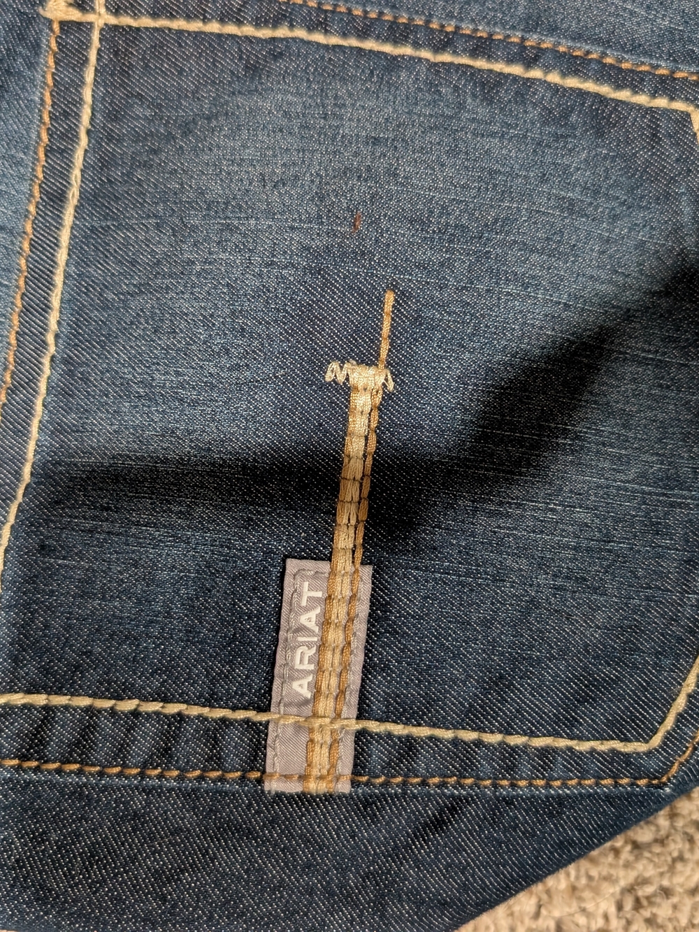 Women's Ariat Rebar Dark Blue Bootcut Jeans with Contrast Stitching - Picture 5 of 5